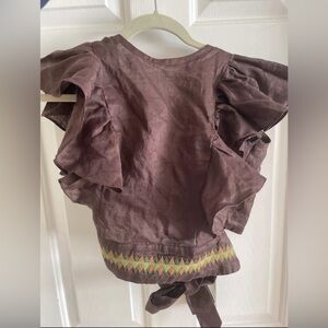Women’s Brown Ruffled Top
